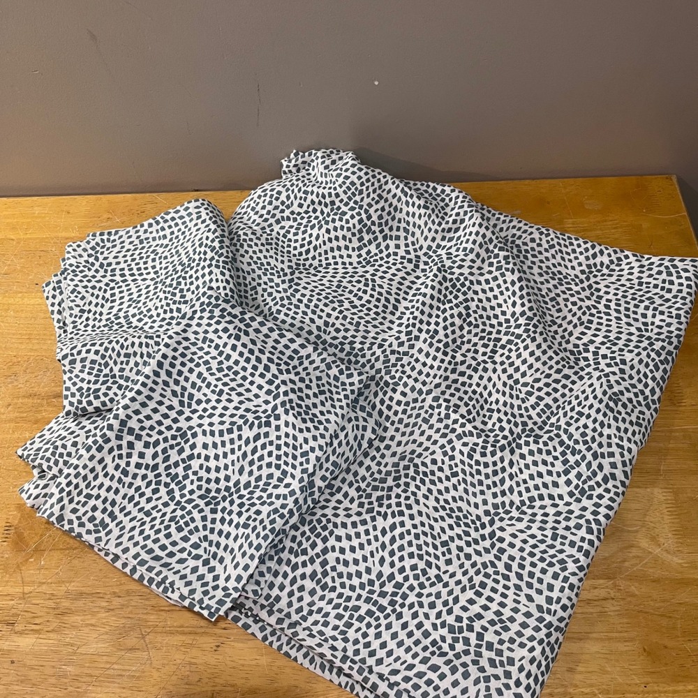 IKEA Full Duvet Cover Set 2 Pillowcases Blue White Geometric Mosaic Modern Vtg